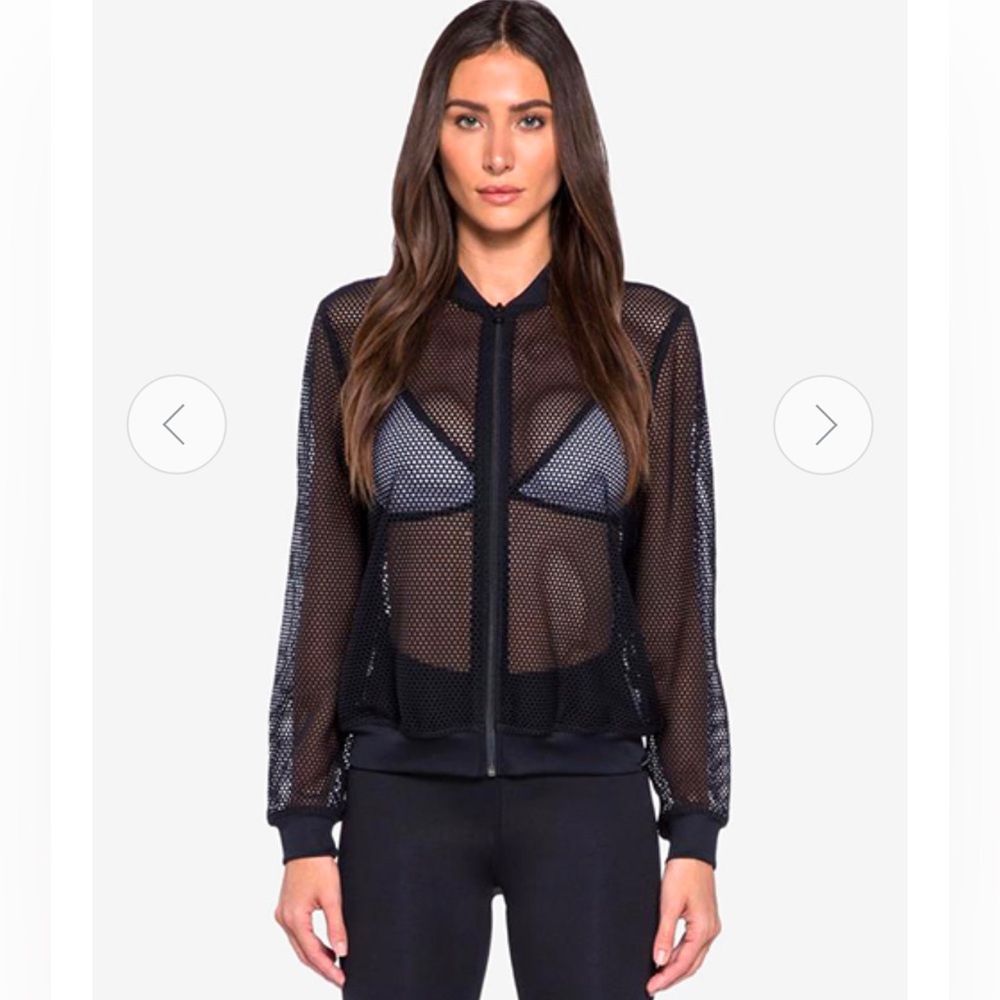 Koral black mesh longsleeve zip up bomber jacket